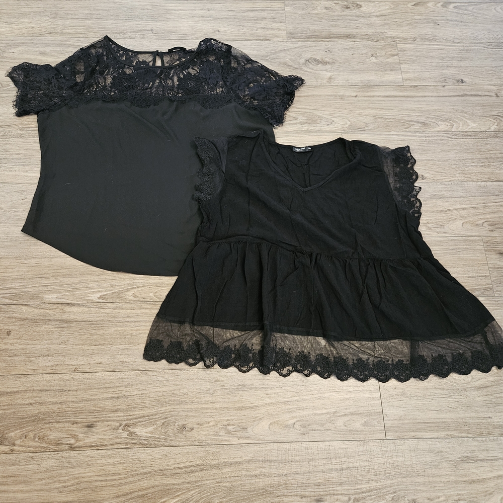 SHEIN Bundle - Black Lace Blouses‎